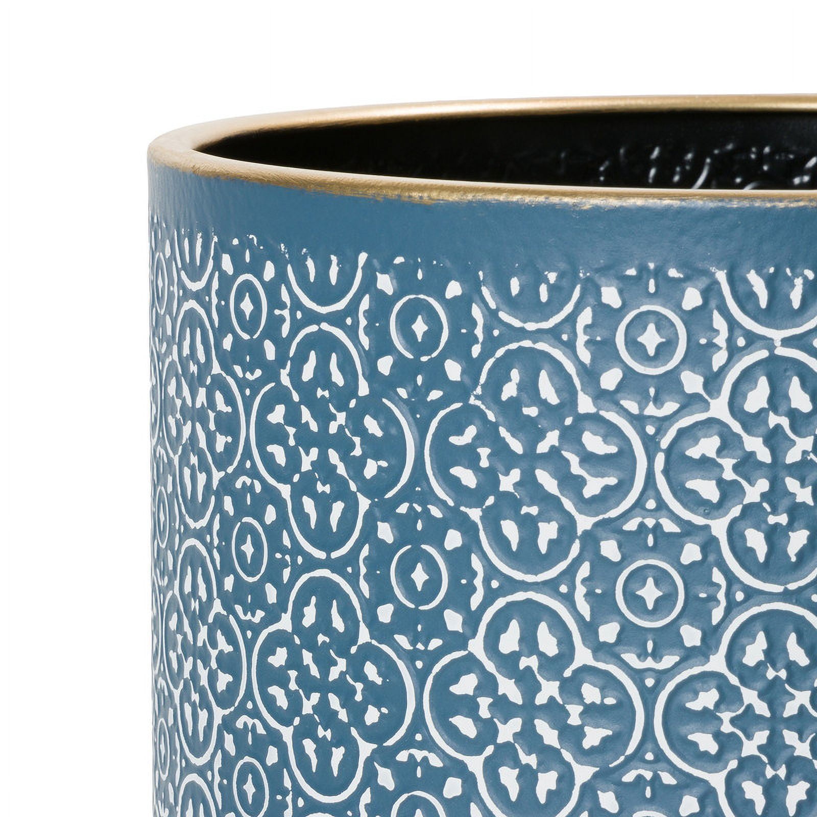 2-Piece Modern Metal Planter Pot With 3-Leg Gold Metal Base - Blue - 20"H x 10.5"W / 15.75"H x 8.5"W