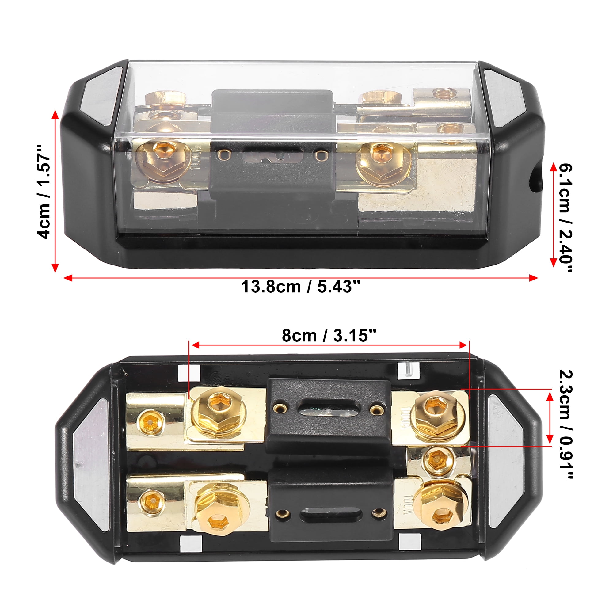 Car Audio Inline ANL Fuse Holder 2 Way with Fuse 1 x 0GA 2 x 4GA Distribution Block