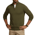 thumbnail image 4 of Puztloy Men's Sweater Quarter Zip Pullover Long Sleeve Sweatshirts for Men Fall Casual Wear Olive Green, 4 of 6