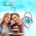 thumbnail image 4 of Turandoss Love Heart Pendant Necklace for Wome, 925 Sterling Silver Birthstone Necklace Jewelry Anniversary Valentines Day Gifts for Her Mothers Day Birthday Gifts for Women Mom Wife Girlfriend, 4 of 7
