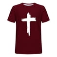 thumbnail image 5 of DDAPJ pyju Christian T Shirt for Men Cross Graphic Tee Shirts Religious Print Short Sleeve Crewneck T-Shirt Casual Sports Tops Summer Tshirts Wine L, 5 of 6