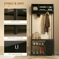 thumbnail image 5 of HOMCOM 5-in-1 Hall Tree with Bench and Shoe Storage, Entryway Bench with Coat Rack, 3 Storage Compartments, 2 Fabric Drawers, Distressed Black, 5 of 9