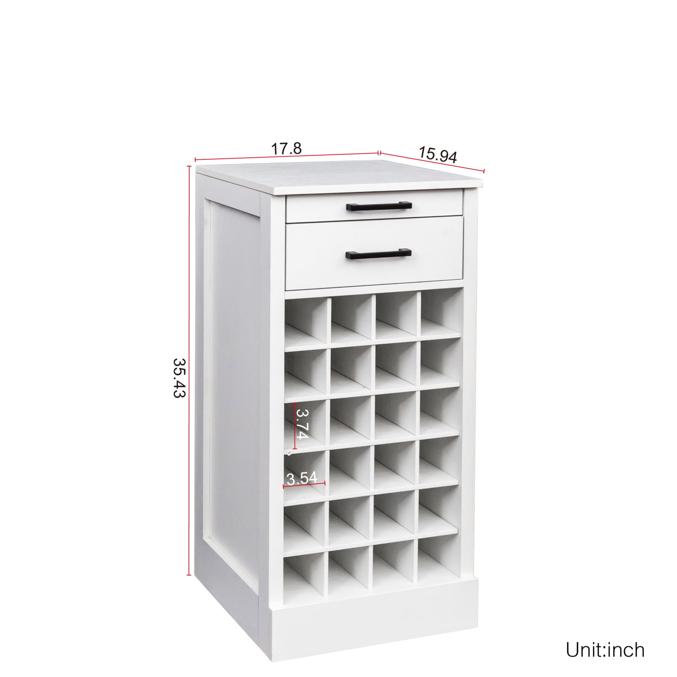 Noble House Wilbur 35.4" 24-Bottle Wine Cabinet, Modular Buffet, Grid Compact Bar Storage, Dining Room, White