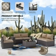 thumbnail image 6 of Gotland Outdoor Patio Furniture Sectional Conversation Set 12Pcs Rattan Wicker 10 Cushion Table Sand, 6 of 7