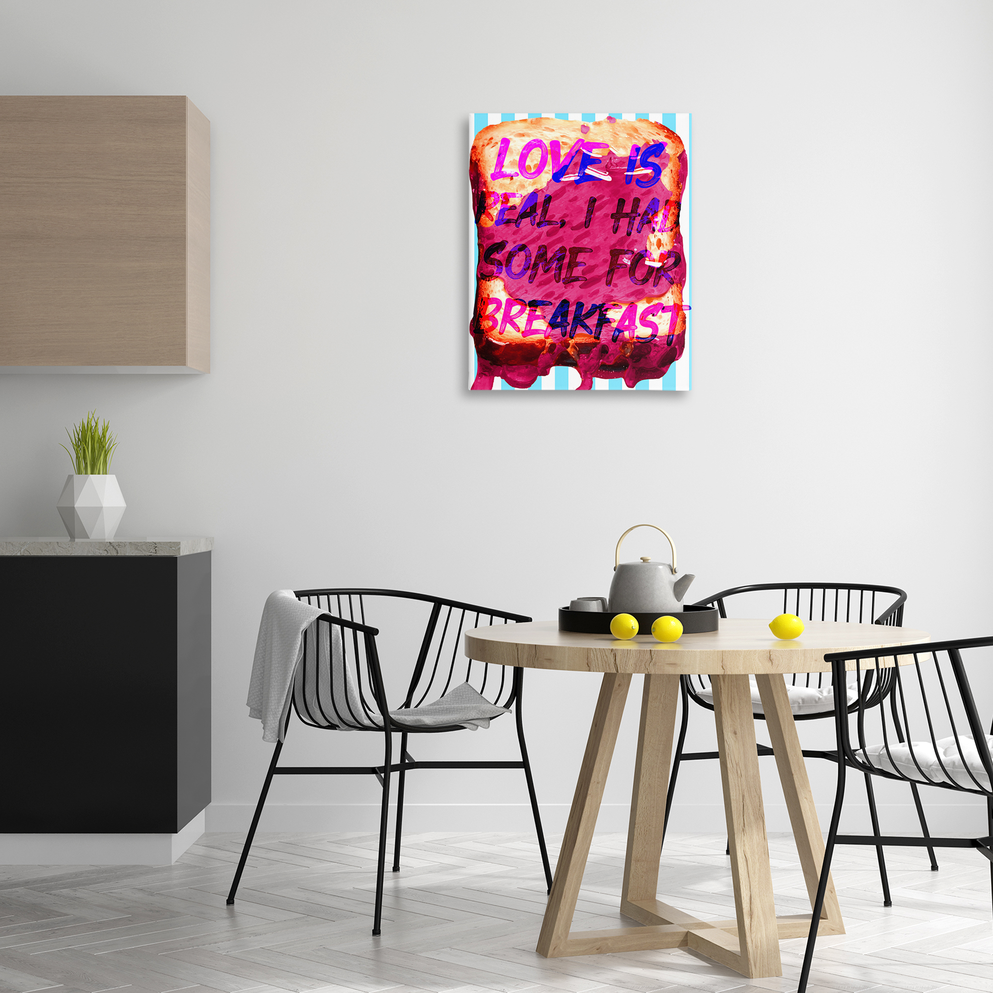 Stupell Industries Love Is Real Breakfast Food & Beverage Painting Gallery Wrapped Canvas Art Print Wall Art, 24 x 30