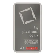 1 gram Platinum Bar - Valcambi (In Assay)