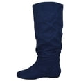 thumbnail image 3 of ZULUU Navy Blue Soda Brand Knee High Women Basic Boots Flat Slouchy Boots Slip on Faux Suede 8, 3 of 4
