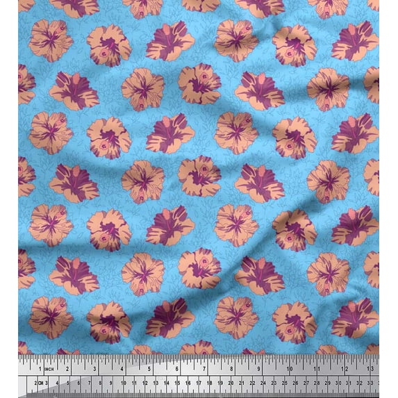 Soimoi Cotton Voile Fabric Leaves & Floral Artistic Print Sewing Fabric Yard 56 Inch Wide