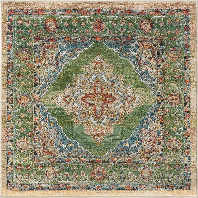 Unique Loom Isabella Intricate Design Area Rug 4' x 4' Square Green/Beige