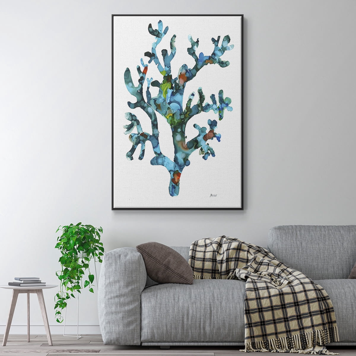 Sea Coral I Framed Premium Gallery Wrapped Canvas - Ready to Hang - 17 x 25 - Black Floating Frame