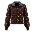 thumbnail image 6 of Endives Cardigan Sweaters for Women Denim Collar Button-Front Ribbed Knit Cardigan Sweater Long Sleeve Casual Fall Top XXL, 6 of 6