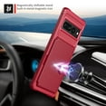 thumbnail image 4 of Nalacover Wallet Case for Google Pixel 7 Pro Multifunctional Design Back Case, Rugged PC Luxury PU Leather Magnetic Car Mount Cover with Card Slots Holder Shockproof Lens Protective Case, Red, 4 of 7