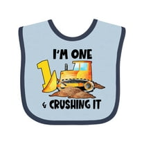 Inktastic I'm 1 and Crushing It Construction 1st Birthday Boys or Girls Baby Bib