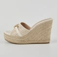 thumbnail image 4 of Women's thick-soled wedge-heeled sandals with hemp bottom, chain link, raffia weaving strap, one-step slip-on, summer casual shoes, thick-soled slippers, 4 of 5