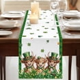 thumbnail image 3 of St. Patrick's Day Table Runner, Cute Highland Cow Shamrock Gold Coin Green Washable Cotton Linen Table Runners 48 Inches Long, Dresser Scarf Runner for Nightstand/Coffee/End Tables 13''x48'', 3 of 9