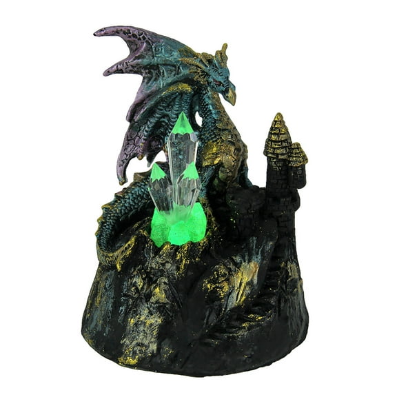 Zeckos Blue Dragon of Crystal Castle Color Changing LED Statue