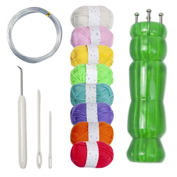 Wxqbjtam Knit Spool Loom Set Hand Operated DIY Mini Knitting Machine for Tube Scarf Strap Green 8 color