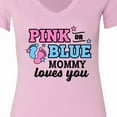 thumbnail image 4 of Inktastic Pink or Blue Mommy Loves You Women's V-Neck T-Shirt, 4 of 5