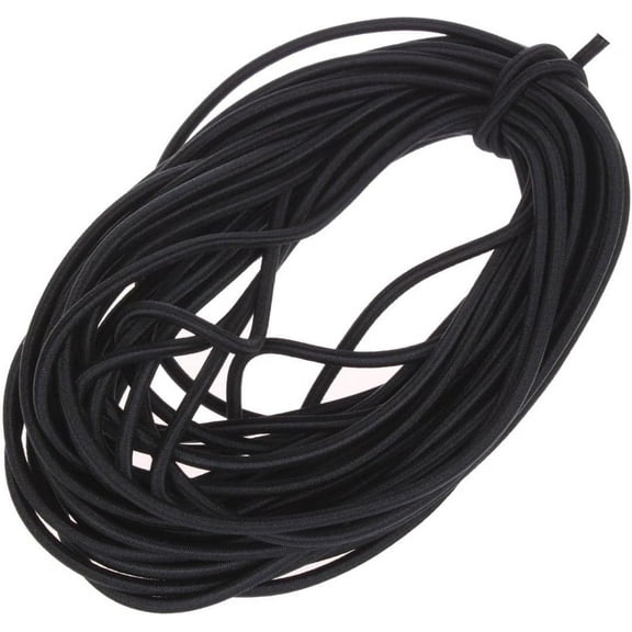 1/8-Inch (3mm) Black Heavy Stretch Round String Elastic Cord (Cut of 10 Yards)