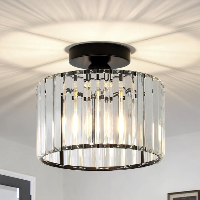 Lámparas de techo de cristal - Lámparas de araña modernas, aplique negro con pantalla de cristal, plafones para sala de estar