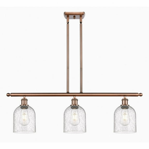 516-3I-AC-G558-6SDY Innovations Lighting Bella - 3 Light Stem Hung Island In Industrial Style-10 Inches Tall and 36 Inches Wide-Antique Copper