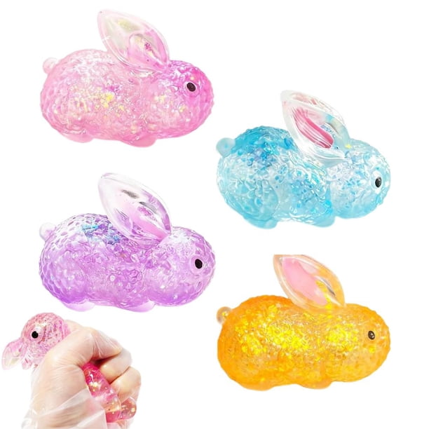 Slow Rebound Maltose Squeeze Toy Stress Relief Toy Cute Squeezable Bunny Toy Cartoon Non-sticky Material Glitter Rabbit Stress Balls Anxiety Relief