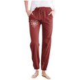 thumbnail image 1 of Womens Cargo Pants With Pockets Minimalist Spring Summer Solid Color Pants With Printed Pockets Drawstring Travel Pants Women Red XXL, 1 of 3