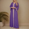 thumbnail image 2 of Women's Fall And Winter Muslim Fashion Lace Ethnic Style Dress Purple, 2 of 6