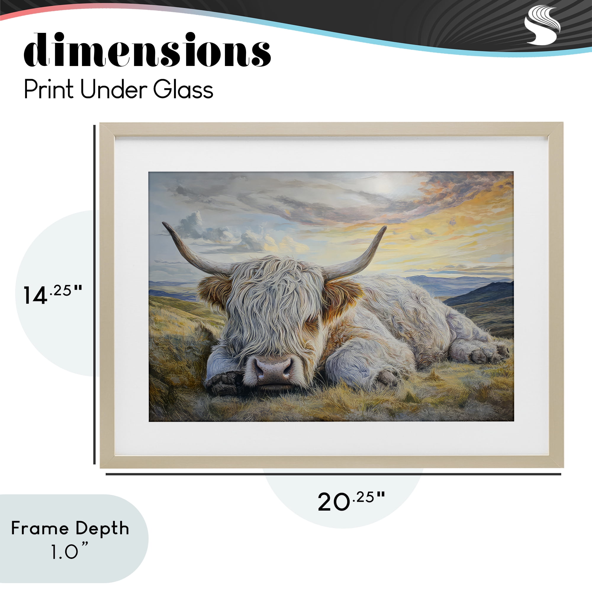Stupell Industries Sleeping Highland Cow Pastoral Birch Framed Print Under Glass, design by The Wands Want