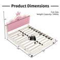 thumbnail image 2 of Twin size Upholstered Princess Bed With Crown Headboard,Twin Size Platform Bed with Headboard and Footboard,Cream+Pink, 2 of 9