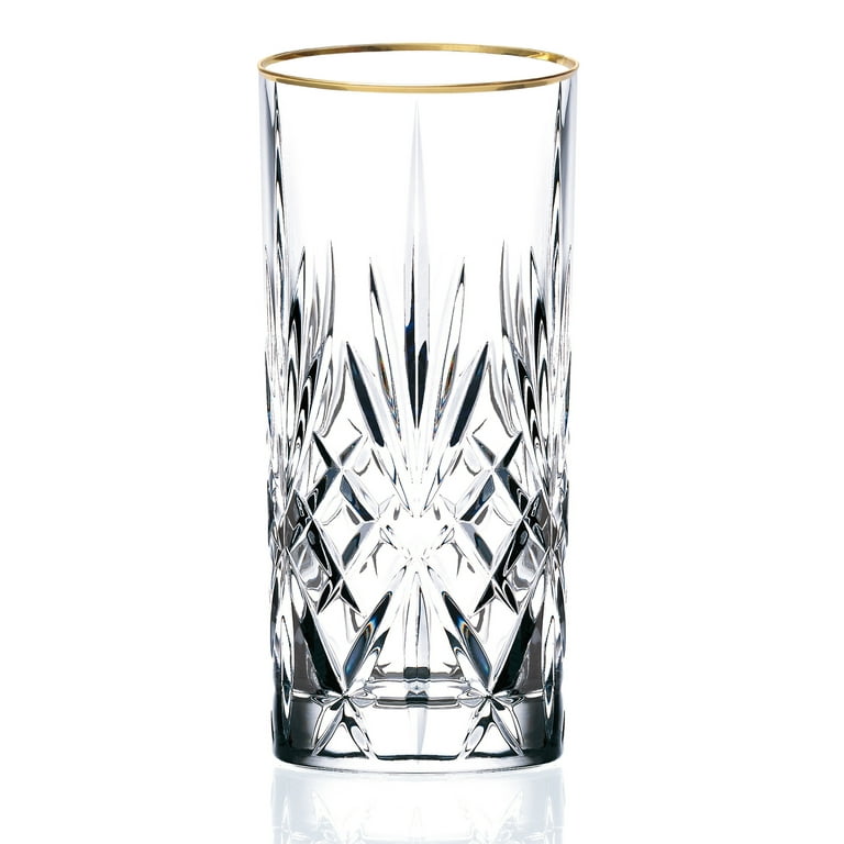 Set of 4 Gold Band Crystal Glassware - 11 oz Ice Tea Glass
