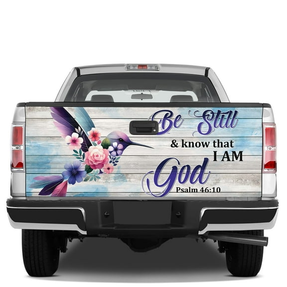 Lotusprinthandmade Know That I Am God Floral Bird Tailgate Wrap 2 Sizes (24"x58"), christian floral bird truck decal
