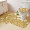 thumbnail image 4 of Yellow Tulip Flower Bathroom Rugs Set Flower Non Slip Absorbent Soft Bath Mats 3 Piece Set with Bathroom Rug, U-Shaped Floor Mat, Toilet Seat Cover Large Size, 4 of 9