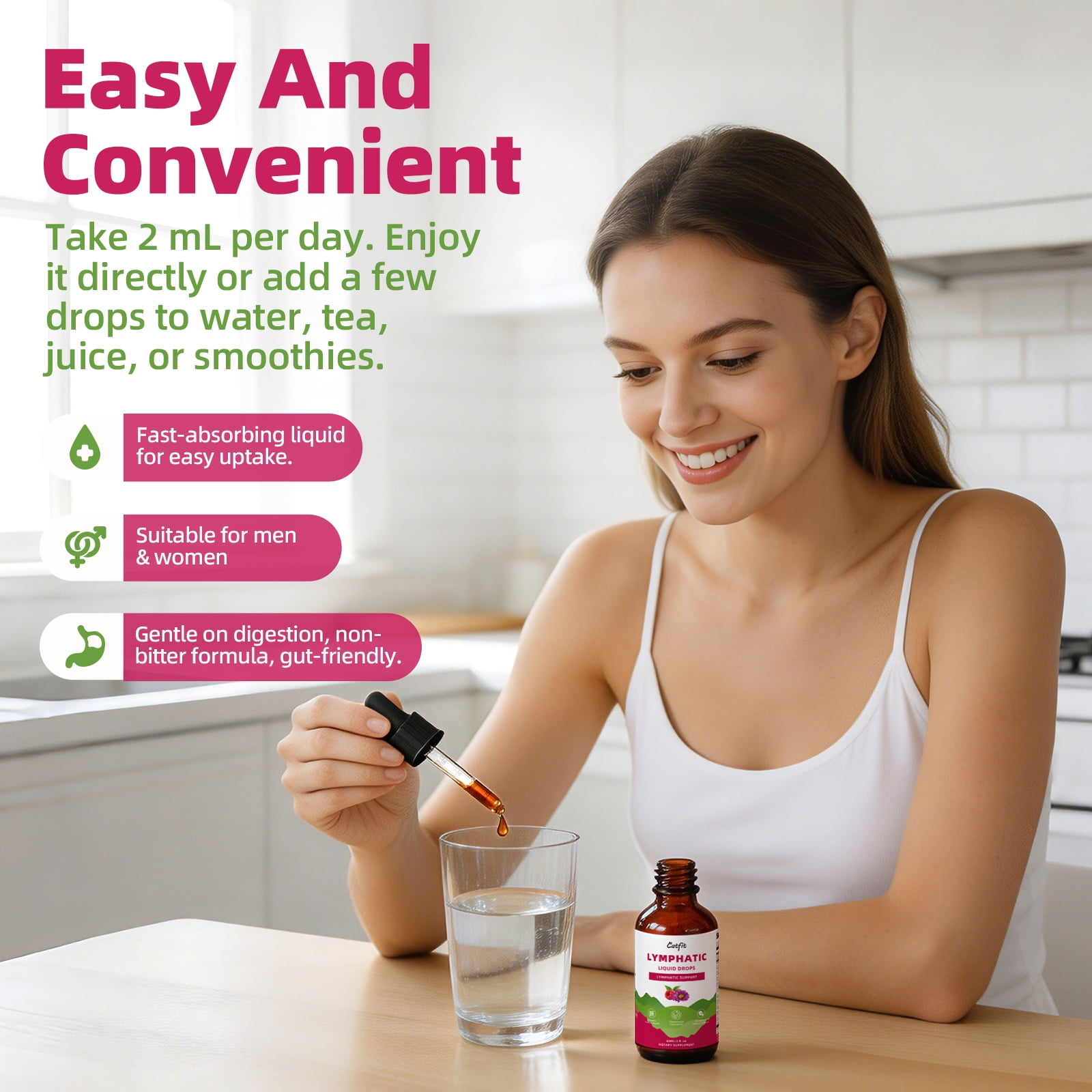 Lymphatic Drainage Liquid Drops, 11-In-1 with Echinacea, Elderberry, Red Clover for Lymph System & Immune Support, 2 fl oz