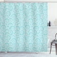 thumbnail image 1 of Abstract Shower Curtain, Sea Inspired Wave Pattern with Curly Overlapping Lines Spiral Figures Design, Fabric Bathroom Set with Hooks, 69W X 75L Inches Long, Pale Blue White, by Ambesonne, 1 of 3