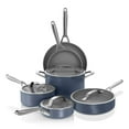 thumbnail image 1 of Ninja Ceramic Pro 10Piece Cookware Set, Nonstick Pots & Pans Set With Glass Lids, Nontoxic, Ptfe Free, Ceramic Coated, Stove To Oven Safe, All Stovetop & Induction Compatible, Midnight Blue, Cw39010Mm, 1 of 5