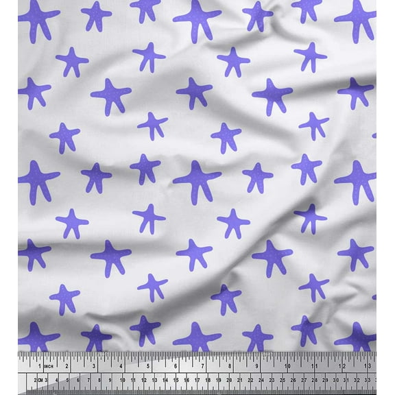 Soimoi Purple Cotton Duck Fabric Starfish Ocean Fabric Prints By Yard 42 Inch Wide