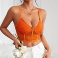thumbnail image 3 of SNKSDGM Female Spaghetti Strap Tank Top with Built in Bra Cotton Spaghetti Strap Tank Top with Built in Bra Crop Women Sexy Lace Sleeve French High End Design Sense Short Style Top Xs, 3 of 4