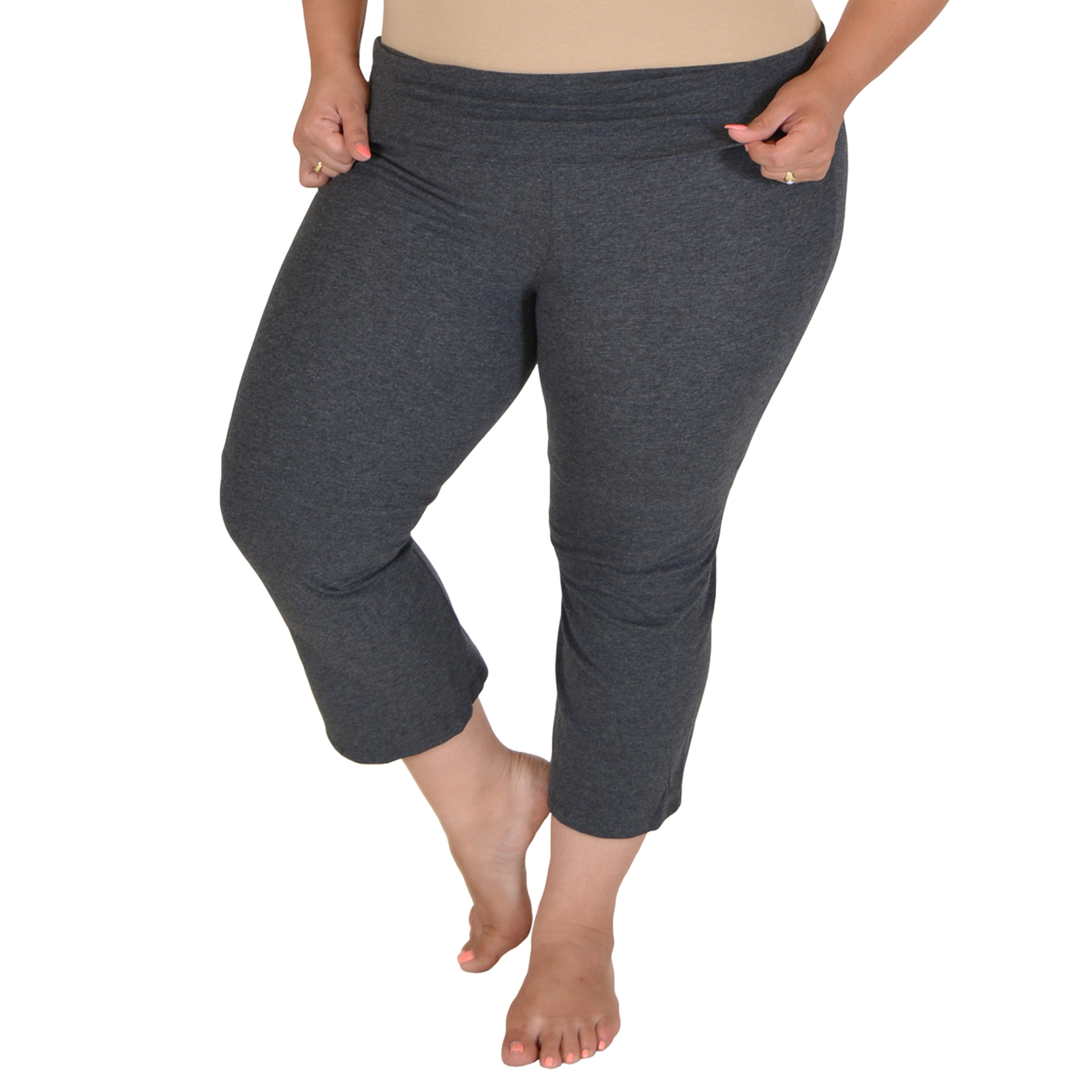 Stretch Is Comfort - Stretch is Comfort Women's PLUS SIZE CAPRI Yoga Pants Charcoal Gray 4X