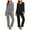 Black + Gray, variant on Ekouaer Womens 2 Pack Pajama Set Long Sleeve Pajamas Top and Pants V Neck Pjs Set Soft Sleepwear Loungewear