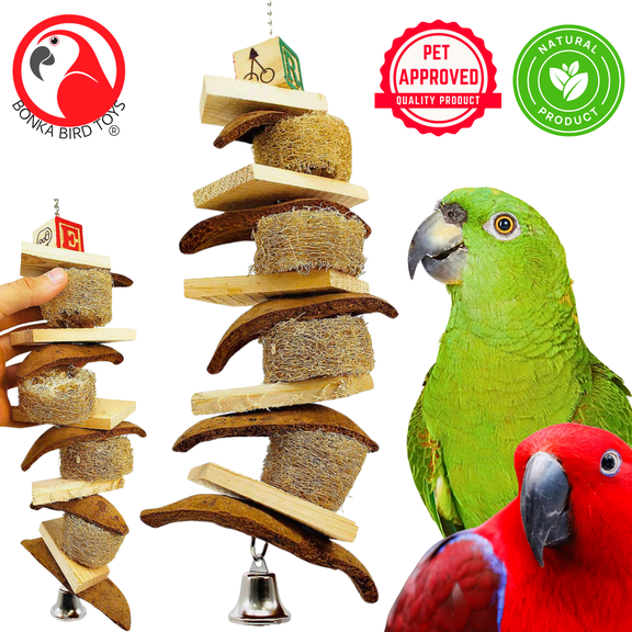 Bonka Bird Toys 2143 Luffa Step Organic Natural Chew Shred Parrot Cage Toy Pet