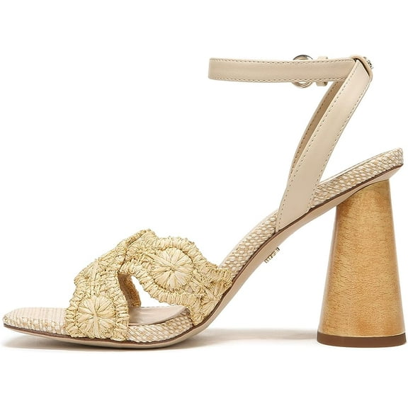 Sam Edelman Kacie Natural/Summer Sand Ankle Strap Open Toe Block Heeled Sandals (NATURAL/SUMMER SAND, 8)