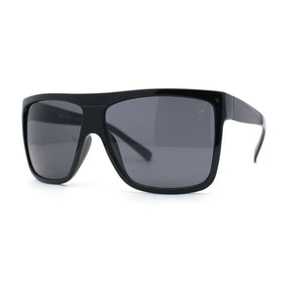 SA106 Limo All Black Flat Top Oversize Gangster Rectangle Sunglasses Gloss Black