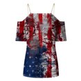thumbnail image 5 of Fiudx Camisas de Mujer Top de Manga Corta Estampado Del Día de La Independencia con Cuello Redondo y Correa Sexy para Mujer, 5 of 5