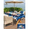 thumbnail image 4 of Outdoor Tablecloth with Umbrella Hole and Zipper, Blue Plaid Christmas Trucks Rectangle Table Cloth 54x80 Inch Waterproof Tablecloth, Xmas Tree Gifts Snowflake Picnic Table Cover for Patio Camping, 4 of 7