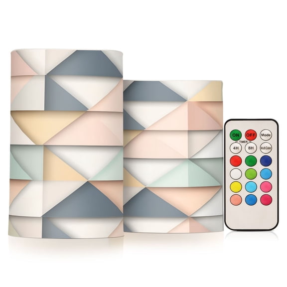 Yayeee Flameless Candles with Remote Flickering Battery Operated Multi Color Changing, Pink Geometric