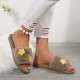 thumbnail image 6 of Viluyesy Fuzzy Slippers for Womens, Plush Soft Sole Open Toe Warm Floral Slip-On Cotton House Slippers Khaki, 6 of 9