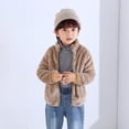 thumbnail image 4 of OGLCCG Little Boys Girls Fuzzy Sherpa Teddy Coat Fall Winter Full Zip Up Fleece Jacket Casual Long Sleeve Fluffy Soft Cozy Outwear 1-9Y, 4 of 6