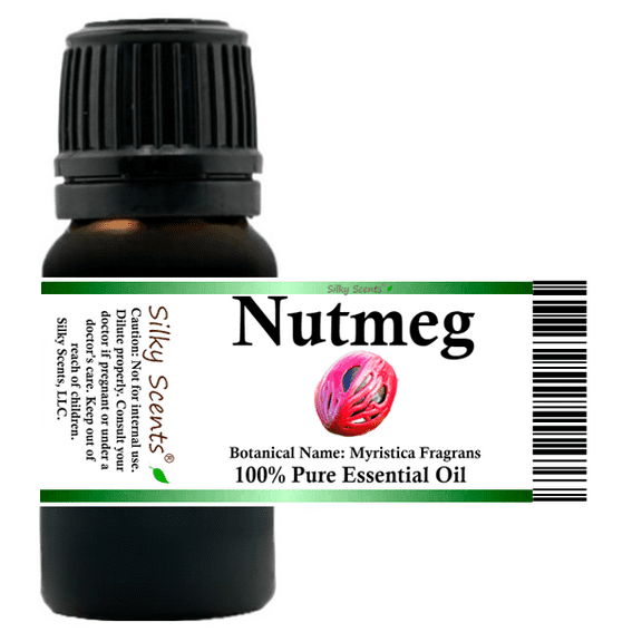 Nutmeg Essential Oil 5 ml (1/6 fl oz) - 100% Pure and Natural by Silky Scents