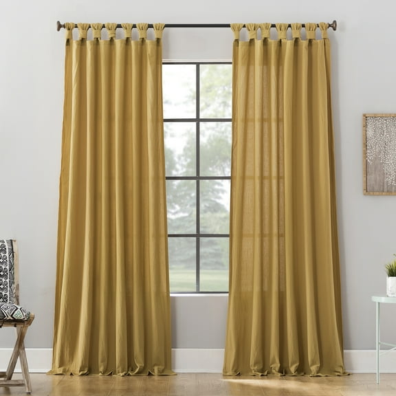 Archaeo Washed Cotton Twist Tab Curtain, 52"W X 84"L, Mustard Yellow